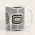 Mid Century Modern Atomic Rings Pattern 233 Black Beige and Gray Coffee Mug Gallery Image 1