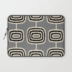 Mid Century Modern Atomic Rings Pattern 233 Black Beige and Gray Laptop Sleeve Gallery Image 1