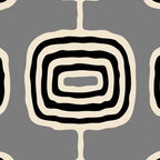 Mid Century Modern Atomic Rings Pattern 233 Black Beige and Gray Coffee Mug Gallery Image 2