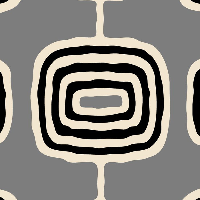 Mid Century Modern Atomic Rings Pattern 233 Black Beige and Gray Coffee Mug Gallery Image 2