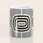 Mid Century Modern Atomic Rings Pattern 233 Black Beige and Gray Coffee Mug Gallery Image 4