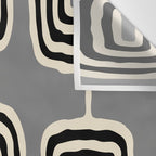 Mid Century Modern Atomic Rings Pattern 233 Black Beige and Gray Wall Tapestry Gallery Image 3
