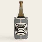 Mid Century Modern Atomic Rings Pattern 233 Black Beige and Gray Wine Chiller Gallery Image 1