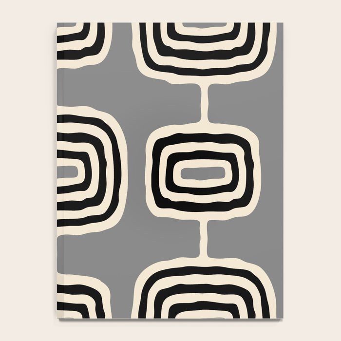 Mid Century Modern Atomic Rings Pattern 233 Black Beige and Gray Notebook Gallery Image 4