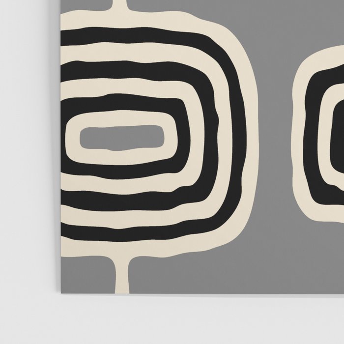 Mid Century Modern Atomic Rings Pattern 233 Black Beige and Gray Poster Gallery Image 3