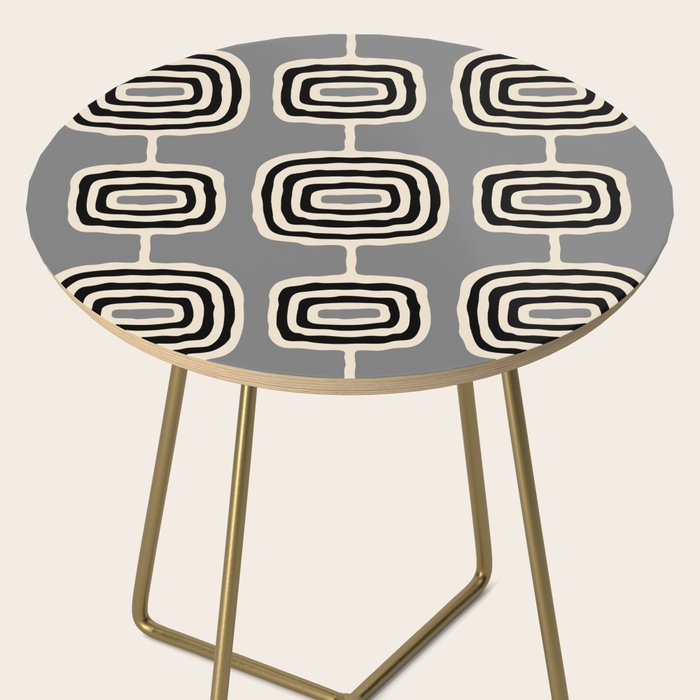 Mid Century Modern Atomic Rings Pattern 233 Black Beige and Gray Side Table Gallery Image 2
