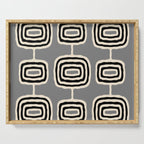 Mid Century Modern Atomic Rings Pattern 233 Black Beige and Gray Serving Tray Gallery Image 1