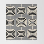 Mid Century Modern Atomic Rings Pattern 233 Black Beige and Gray Throw Blanket Gallery Image 2
