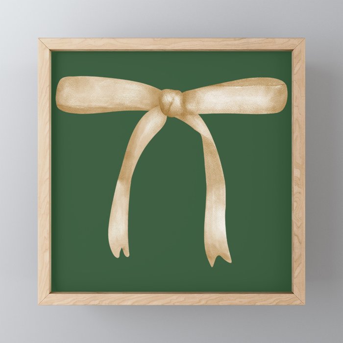 Bows & Ribbons Pattern XXV Dark Forest Green Mini Art Print Gallery Image 1