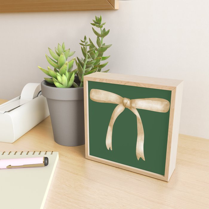 Bows & Ribbons Pattern XXV Dark Forest Green Mini Art Print Gallery Image 2