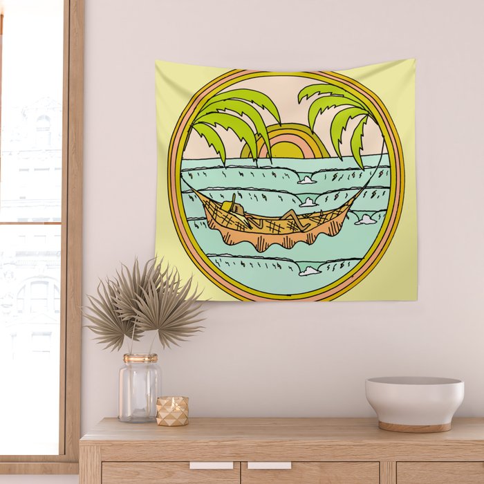 peaceful hammock life Wall Tapestry Gallery Image 2