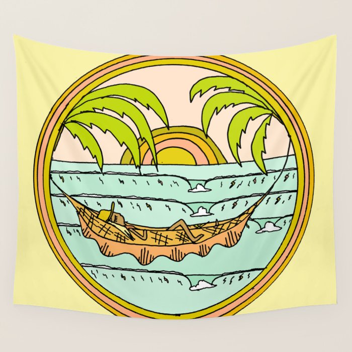 peaceful hammock life Wall Tapestry Gallery Image 1
