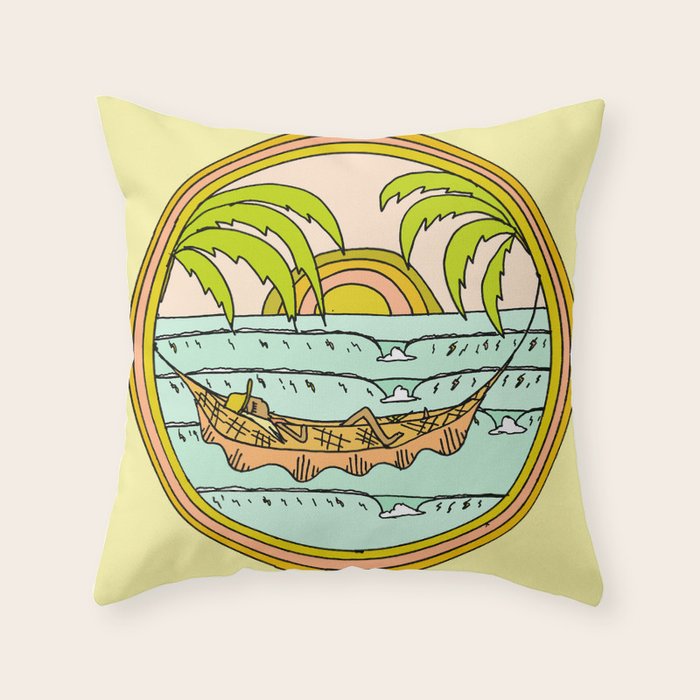 peaceful hammock life Throw Pillow Gallery Image 1