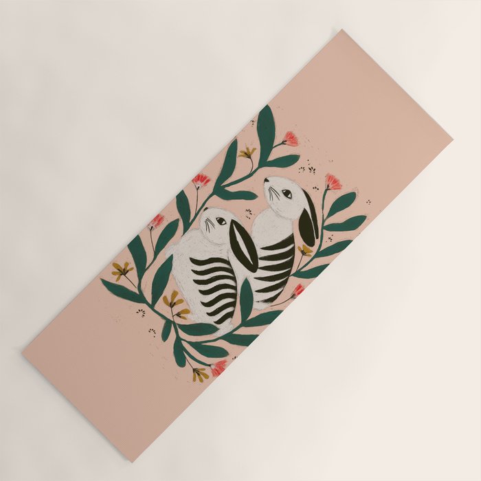 Hares Among Flowers Yoga Mat Gallery Image 1