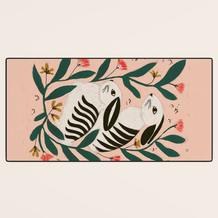 Hares Among Flowers Desk Mat Gallery Image 3