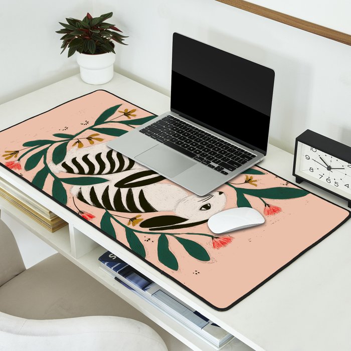 Hares Among Flowers Desk Mat Gallery Image 2
