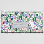 Spring Morels and Flowers Pattern Desk Mat Gallery Image 1