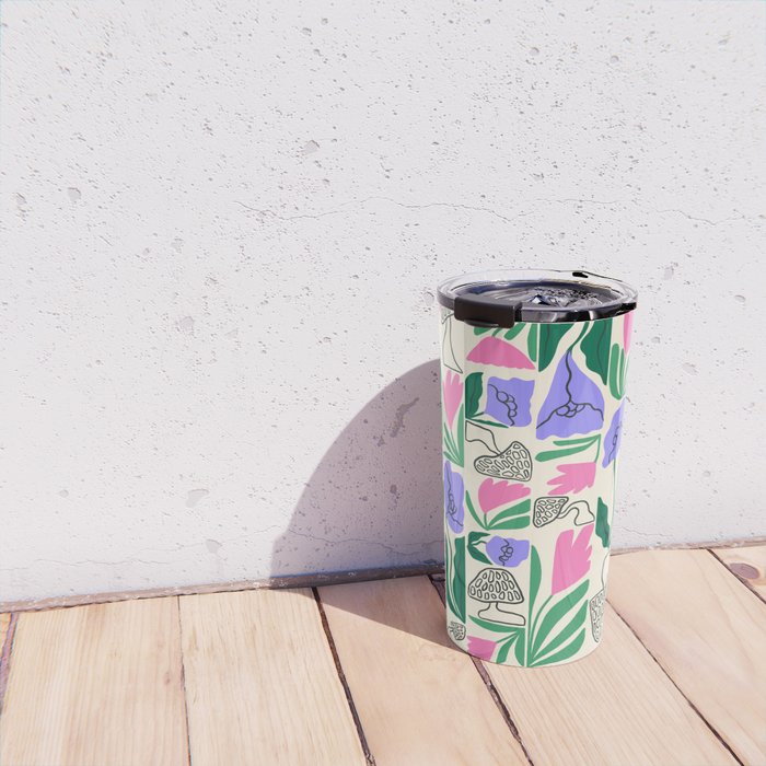 Spring Morels and Flowers Pattern Travel Mug Gallery Image 4
