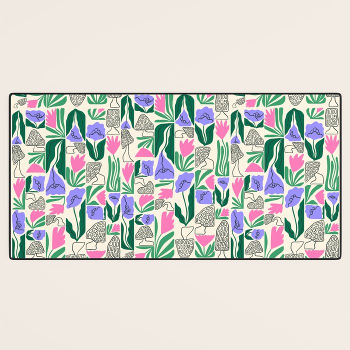 Spring Morels and Flowers Pattern Desk Mat Gallery Image 3