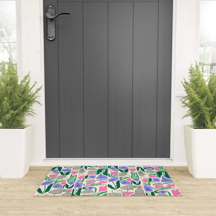 Spring Morels and Flowers Pattern Welcome Mat Gallery Image 3