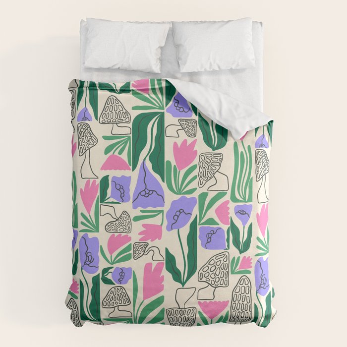 Spring Morels and Flowers Pattern Duvet Cover Gallery Image 6