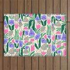 Spring Morels and Flowers Pattern Outdoor Rug Gallery Image 1