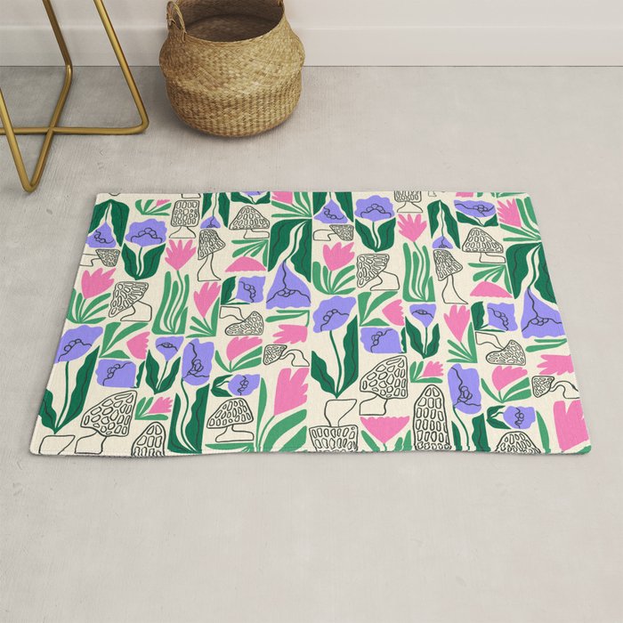 Spring Morels and Flowers Pattern Rug Gallery Image 1