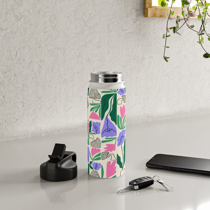 Spring Morels and Flowers Pattern Water Bottle Gallery Image 4