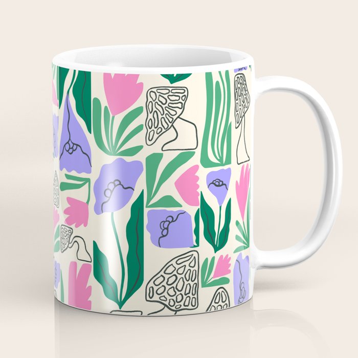 Spring Morels and Flowers Pattern Coffee Mug Gallery Image 1