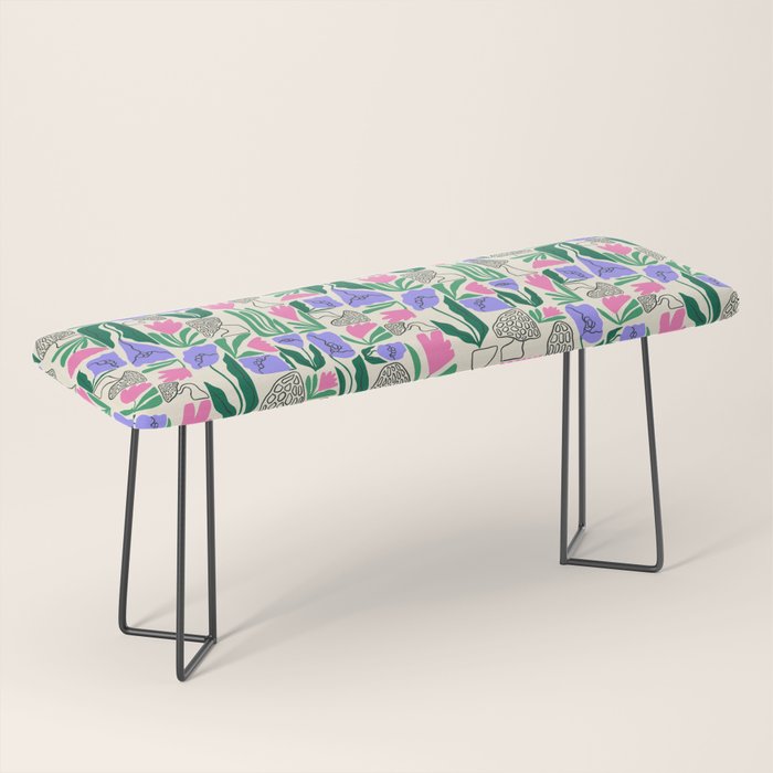 Spring Morels and Flowers Pattern Bench Gallery Image 1