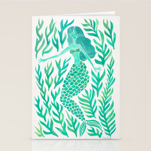 Kelp Forest Mermaid - Mint Palette Stationery Card Gallery Image 1