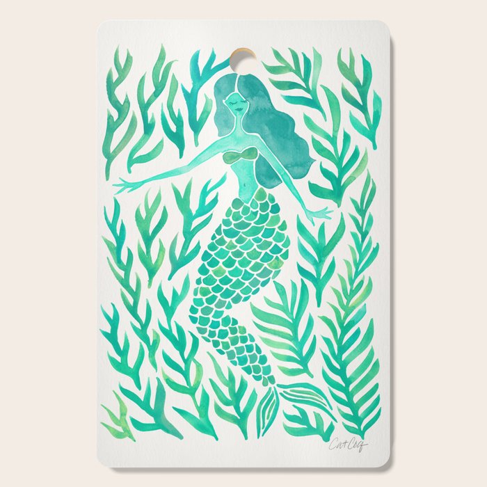 Kelp Forest Mermaid - Mint Palette Cutting Board Gallery Image 1
