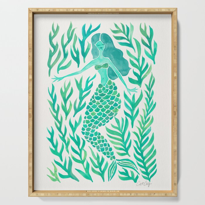 Kelp Forest Mermaid - Mint Palette Serving Tray Gallery Image 1