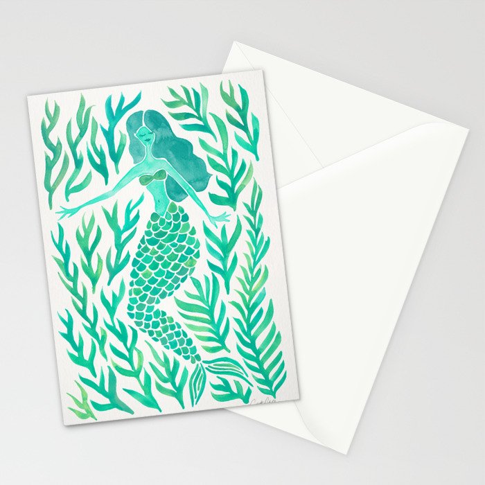 Kelp Forest Mermaid - Mint Palette Stationery Card Gallery Image 2