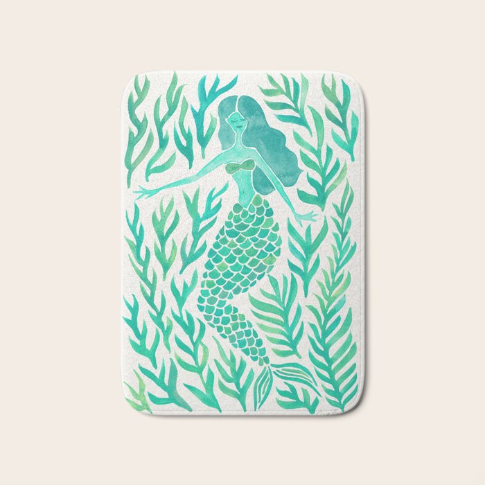 Kelp Forest Mermaid - Mint Palette Bath Mat Gallery Image 1