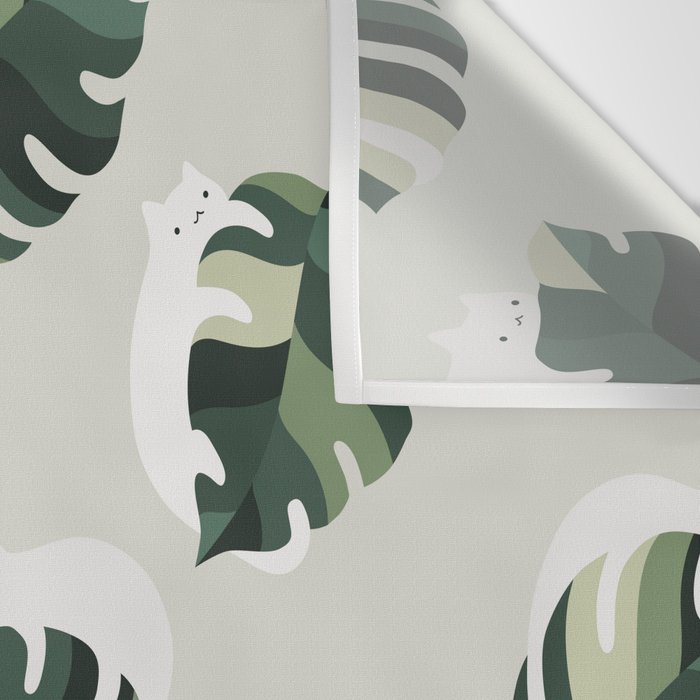 Cat and Plant Pattern 3 Wall Tapestry Gallery Image 3