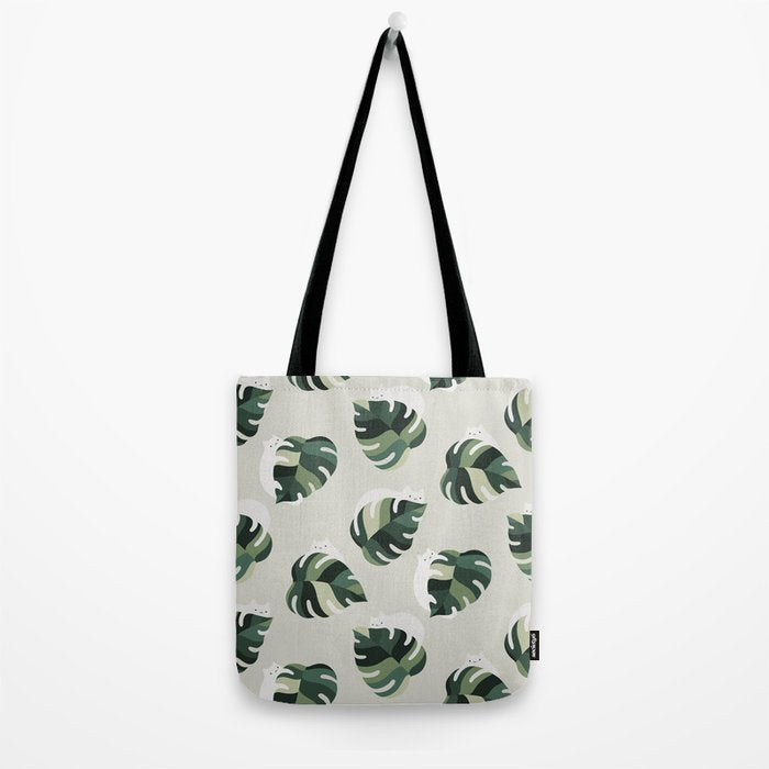 Cat and Plant Pattern 3 Tote Bag Gallery Image 2