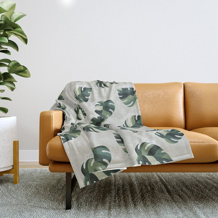 Cat and Plant Pattern 3 Throw Blanket Gallery Image 1