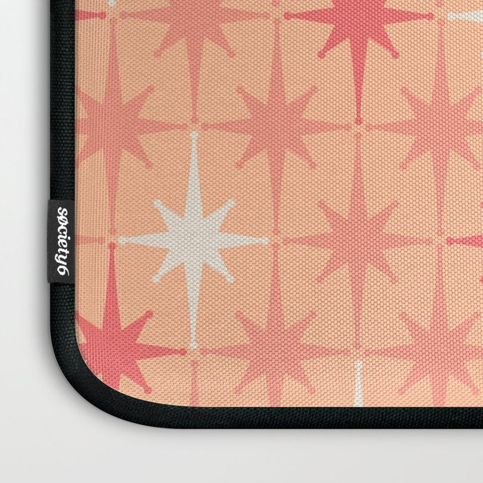 Mid Century Modern Atomic Age Starburst Pattern Peach and Pink Pastel Laptop Sleeve Gallery Image 3