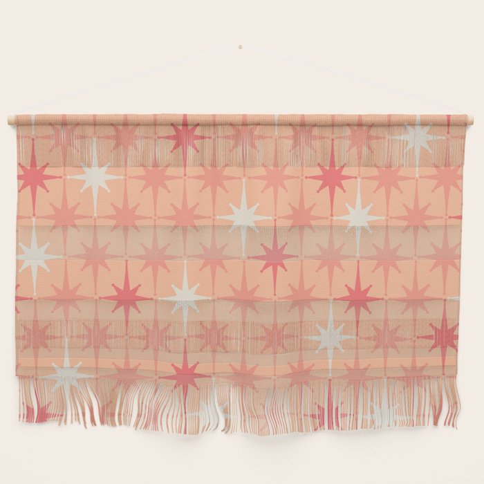 Mid Century Modern Atomic Age Starburst Pattern Peach and Pink Pastel Wall Hanging Gallery Image 1
