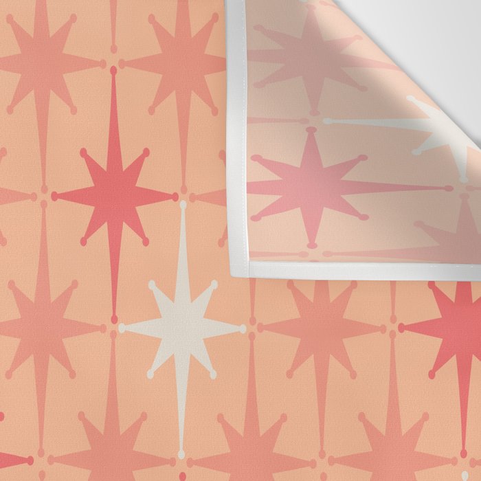 Mid Century Modern Atomic Age Starburst Pattern Peach and Pink Pastel Wall Tapestry Gallery Image 3