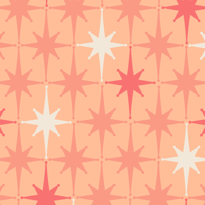 Mid Century Modern Atomic Age Starburst Pattern Peach and Pink Pastel Coffee Mug Gallery Image 2