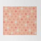 Mid Century Modern Atomic Age Starburst Pattern Peach and Pink Pastel Throw Blanket Gallery Image 2