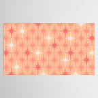 Mid Century Modern Atomic Age Starburst Pattern Peach and Pink Pastel Tablecloth Gallery Image 2