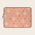 Mid Century Modern Atomic Age Starburst Pattern Peach and Pink Pastel Laptop Sleeve Gallery Image 1