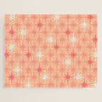 Mid Century Modern Atomic Age Starburst Pattern Peach and Pink Pastel Jigsaw Puzzle Gallery Image 1
