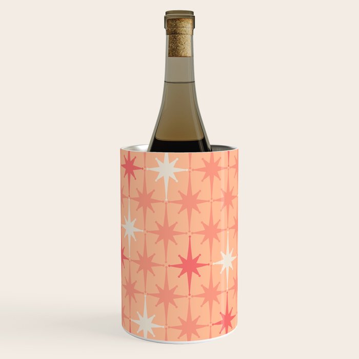 Mid Century Modern Atomic Age Starburst Pattern Peach and Pink Pastel Wine Chiller Gallery Image 2