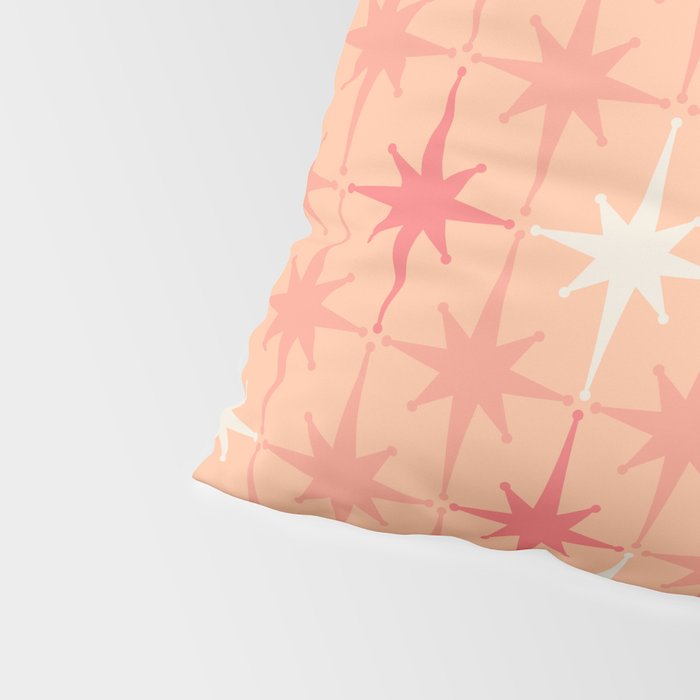 Mid Century Modern Atomic Age Starburst Pattern Peach and Pink Pastel Pillow Sham Gallery Image 4