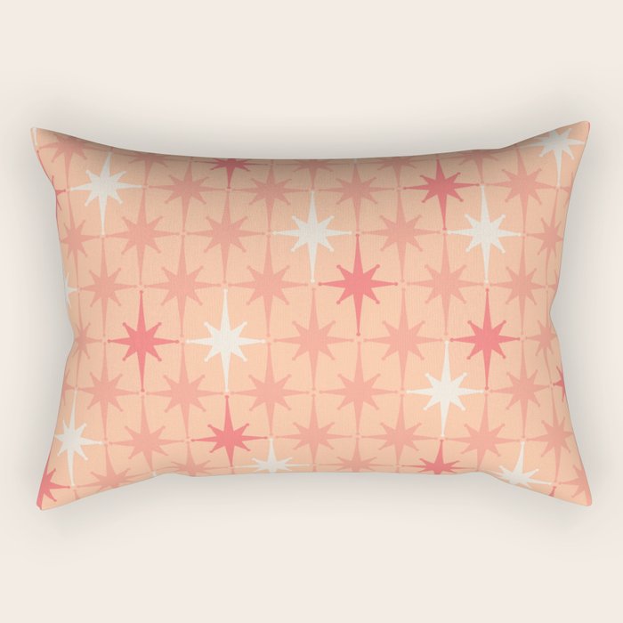 Mid Century Modern Atomic Age Starburst Pattern Peach and Pink Pastel Rectangular Pillow Gallery Image 2