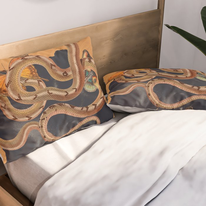 Snake and Butterflies Pillow Sham Gallery Image 2